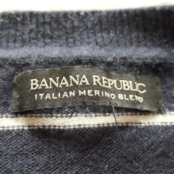 Banana Republic Sweater Lips Embroidery Women  Navy stripes XS petite nautical - Picture 3 of 9